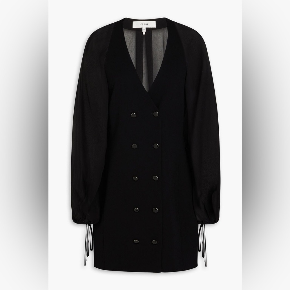 NWOT FRAME sheer sleeve blazer dress in black XS